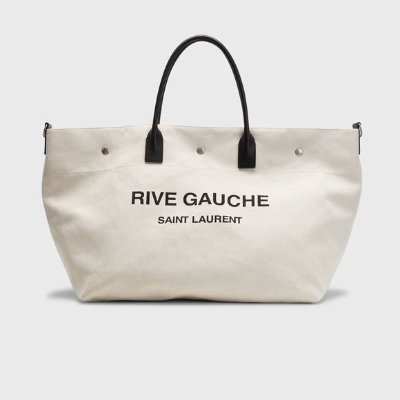 Saint Laurent Rive Gauche Maxi Natural Linen Tote Bag! - Picture 2 of 5